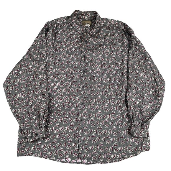 Bruno Mens 100% SIlk Geometric Long Sleeve Button Down Shirt Sz XL - Picture 1 of 4